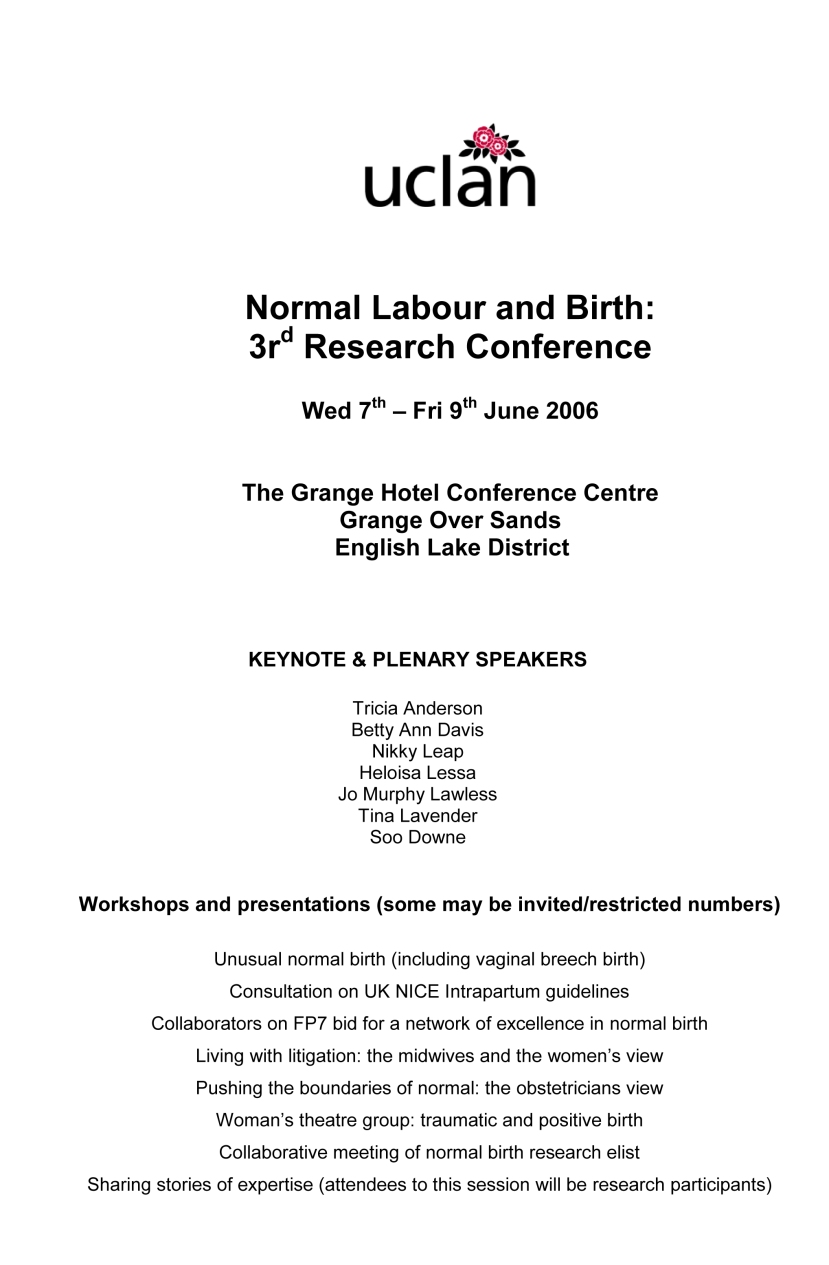 international birth conferennce series, uclan